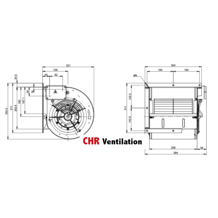 Dimensions Ventilateur DDM 894 Mono Tight 420 W
