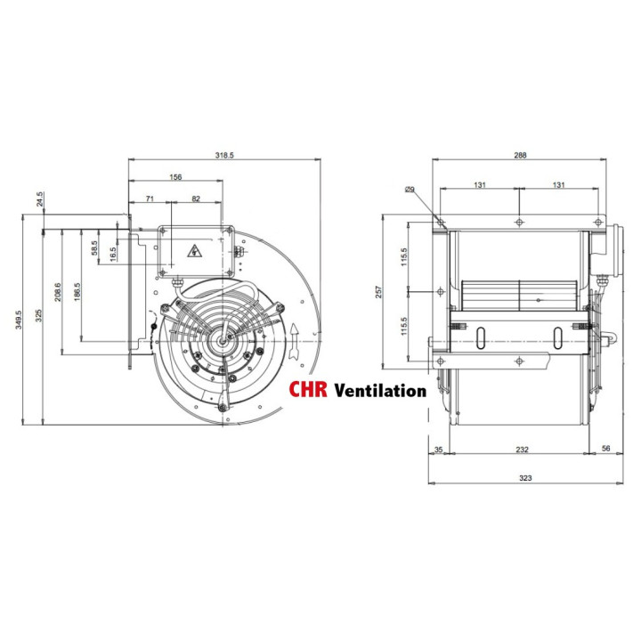 Dimensions Ventilateur DDM 774 Mono 300 W