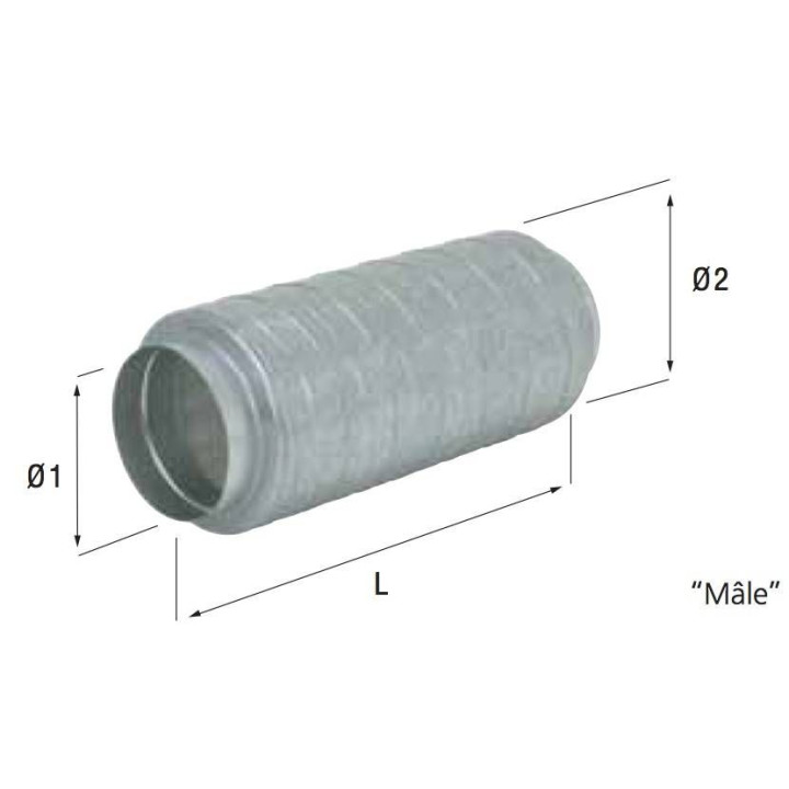 Dimensions piège à sons cylindrique galva