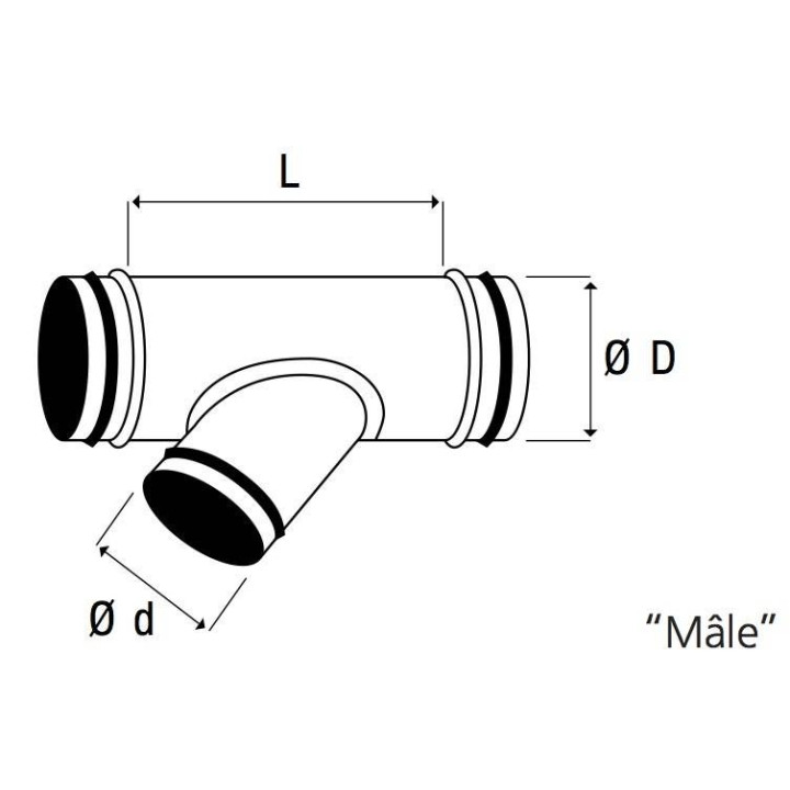 Té oblique à 45° dimensions