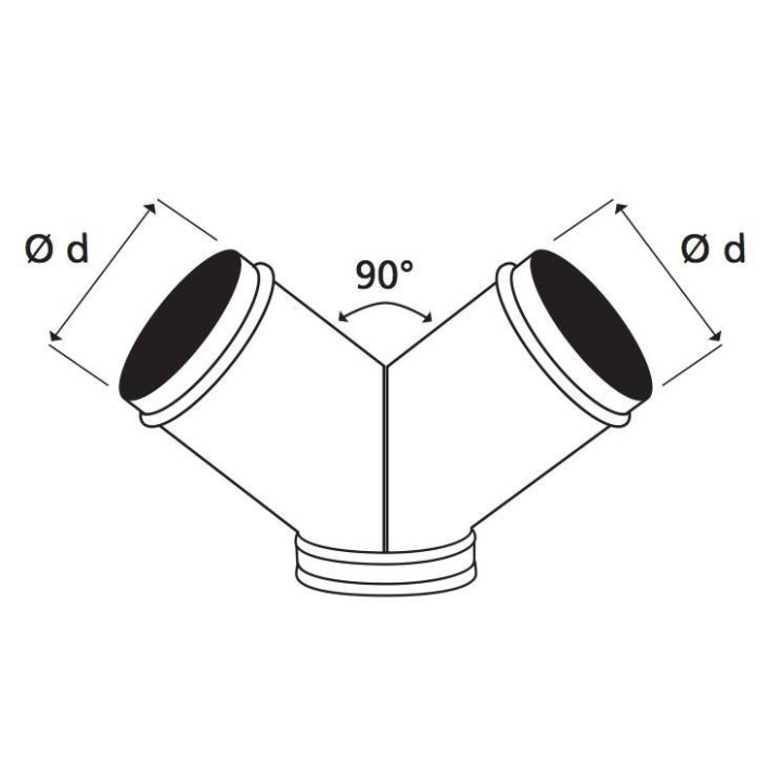 Culotte galvanisée à 90° dimensions