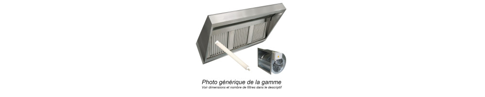 Pack hottes pour cuisines professionnelles tout inox avec moteur et luminaire